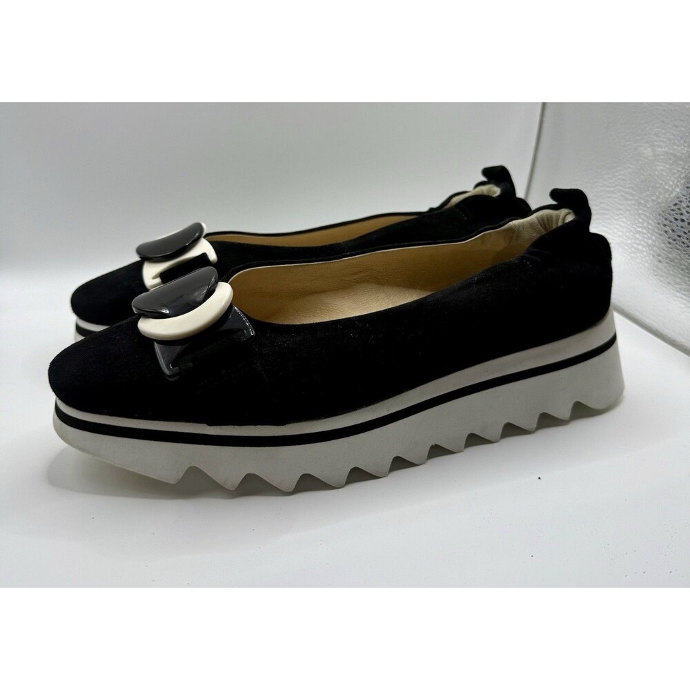 SOFTWAVES Black Suede Platform Loafers Women’s 38.5 US 8.5 Wave Sole Portugal